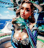 2100 AD Cyborg Vouge Cover Featuring Beyonce in Emerald Diamond Couture 2023 44x44 - Huge Original Painting by  RO | RO - 0